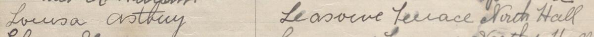 Image of Louisa Astbury's signature and address in the petition