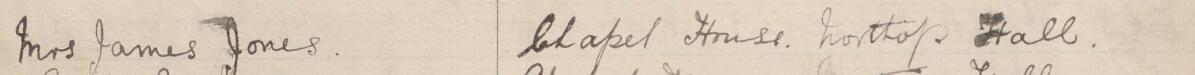 Image of Mrs James Jones's signature and address in the petition