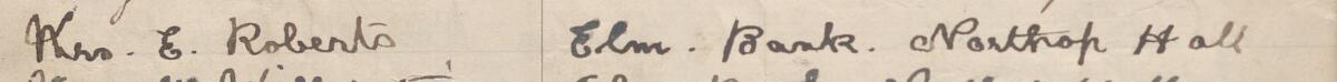 Image of Mrs E Roberts's signature and address in the petition