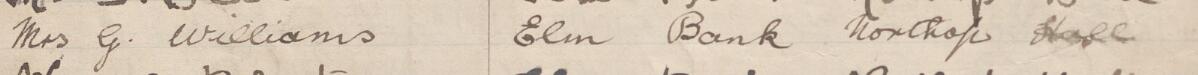 Image of Mrs G Williams's signature and address in the petition
