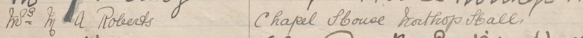 Image of Mrs M A Roberts's signature and address in the petition