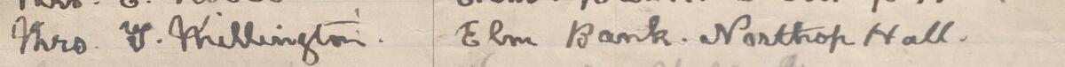 Image of Mrs T Millington's signature and address in the petition