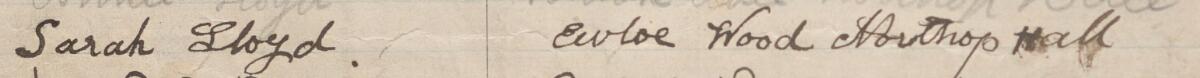 Image of Sarah Lloyd's signature and address in the petition