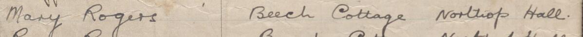 Image of Mary Rogers's signature and address in the petition