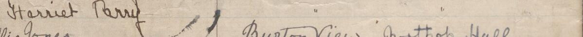 Image of Harriet Parry's signature and address in the petition