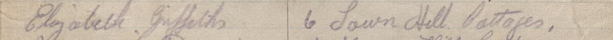Image of Elizabeth Griffiths's signature and address in the petition