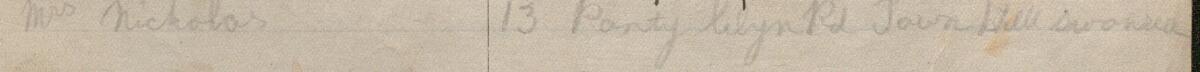 Image of Mrs Nicholas's signature and address in the petition