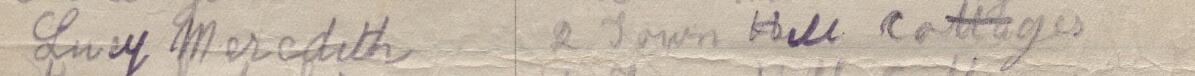 Image of Lucy Meredith's signature and address in the petition