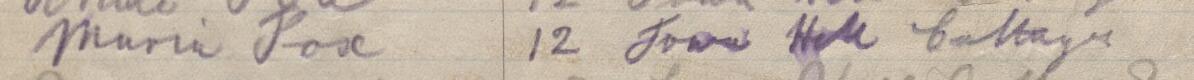 Image of Maria Fox's signature and address in the petition
