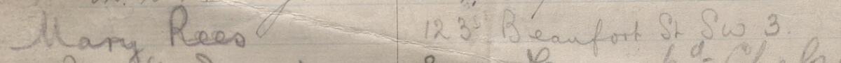 Image of Mary Rees's signature and address in the petition