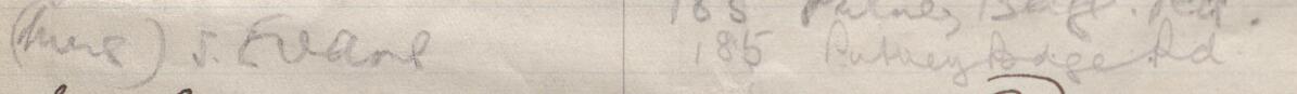 Image of (Mrs) S. Evans's signature and address in the petition