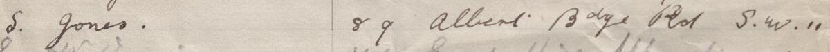 Image of S. Jones's signature and address in the petition