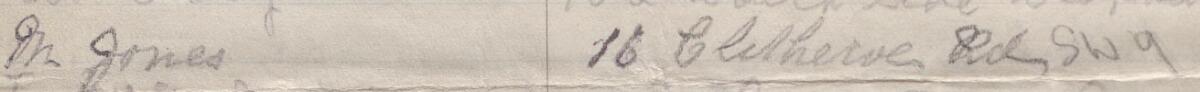Image of M. Jones's signature and address in the petition