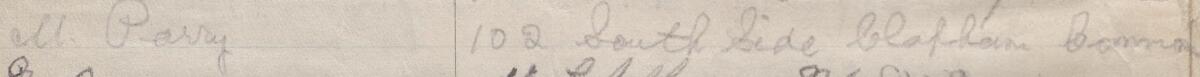 Image of M. Parry's signature and address in the petition