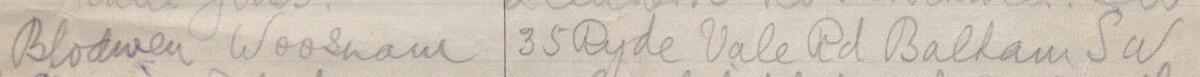 Image of Blodwen Woosnam's signature and address in the petition