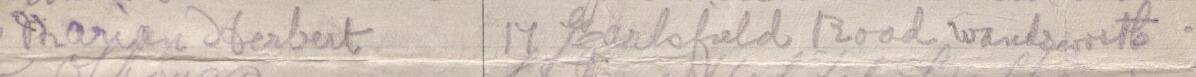 Image of Marian Herbert's signature and address in the petition