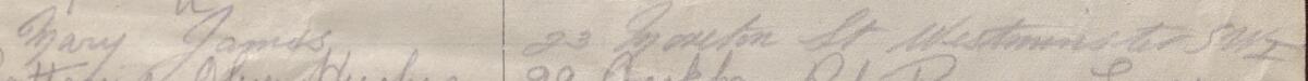 Image of Mary James's signature and address in the petition