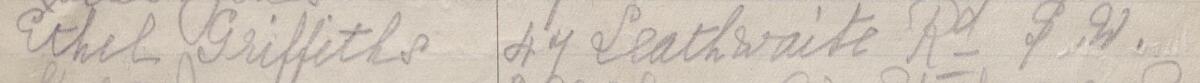 Image of Ethel Griffiths's signature and address in the petition