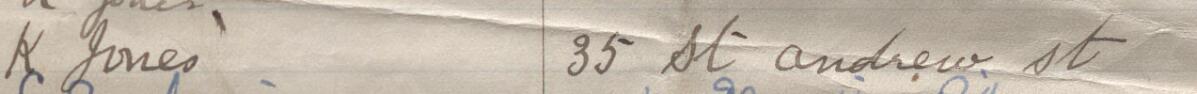 Image of K Jones's signature and address in the petition