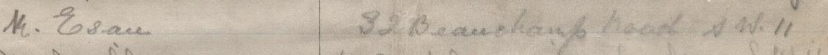Image of M Esau's signature and address in the petition