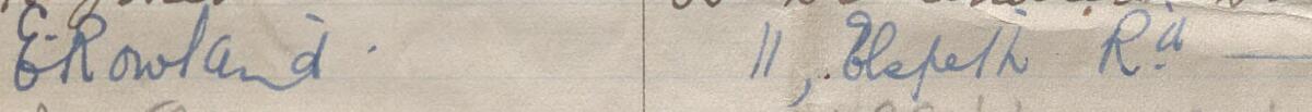 Image of E Rowland's signature and address in the petition