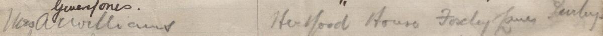 Image of Mrs A Williams's signature and address in the petition