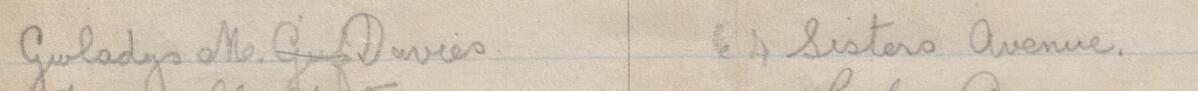 Image of Gwladys M. Davies's signature and address in the petition