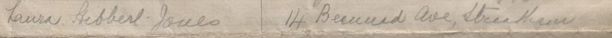 Image of Laura Hibbert Jones's signature and address in the petition