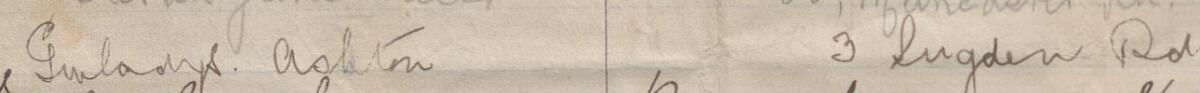 Image of Gwladys Ashton's signature and address in the petition