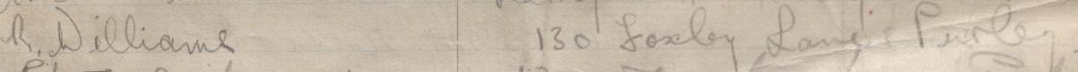 Image of R. Williams's signature and address in the petition