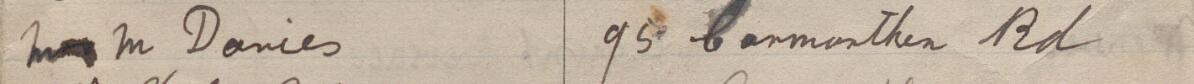 Image of Mrs M Davies's signature and address in the petition