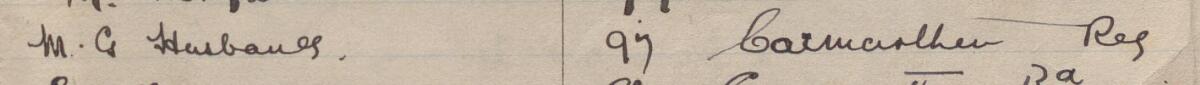 Image of M G Husband's signature and address in the petition