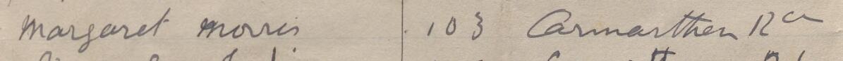 Image of Margaret Morris's signature and address in the petition