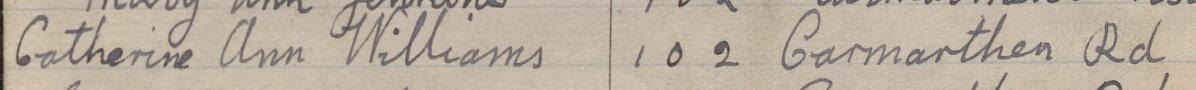 Image of Catherine Ann Williams's signature and address in the petition