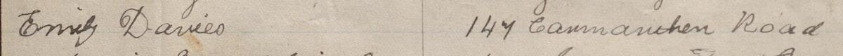 Image of Emily Davies's signature and address in the petition