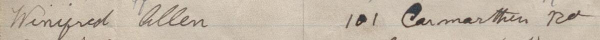 Image of Winifred Allen's signature and address in the petition