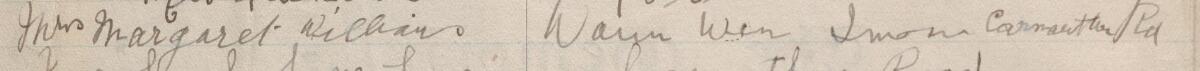 Image of Mrs Margaret Williams's signature and address in the petition