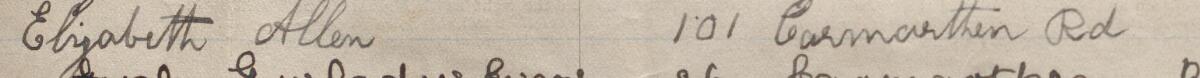 Image of Elizabeth Allen's signature and address in the petition