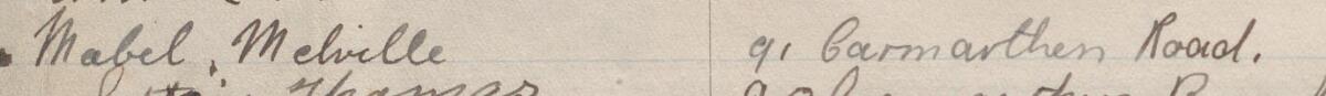 Image of Mabel Melville's signature and address in the petition