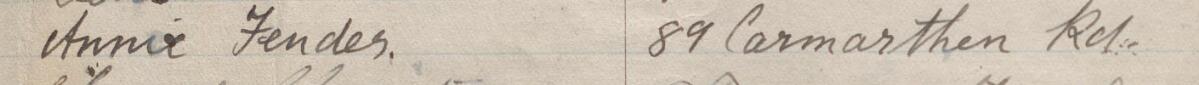 Image of Annie Fender's signature and address in the petition