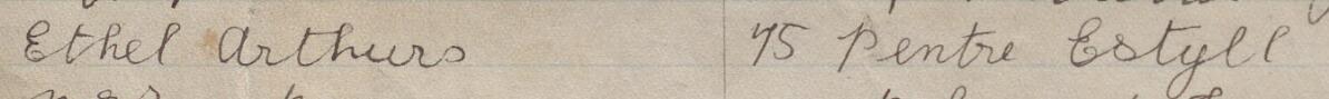 Image of Ethel Arthurs's signature and address in the petition