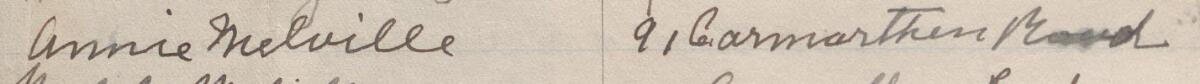 Image of Annie Melville's signature and address in the petition