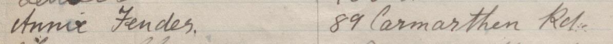 Image of Annie Fender's signature and address in the petition