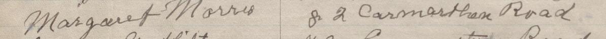 Image of Margaret Morris's signature and address in the petition
