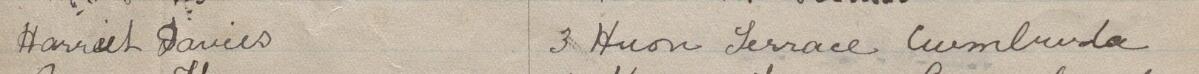 Image of Hannah Davies's signature and address in the petition