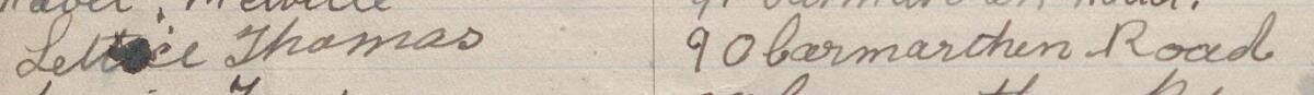 Image of Lettice Thomas's signature and address in the petition