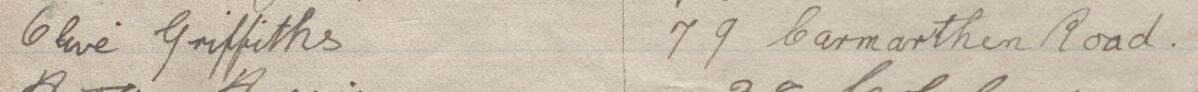 Image of Olive Griffiths's signature and address in the petition