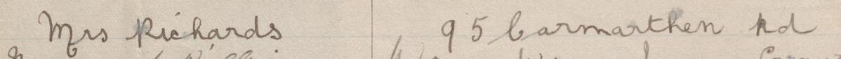 Image of Mrs Richards's signature and address in the petition
