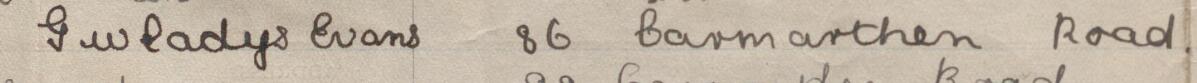 Image of Gwladys Evans's signature and address in the petition