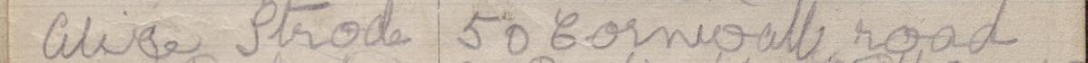 Image of Alice Strode's signature and address in the petition